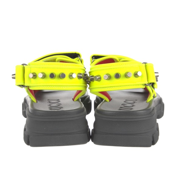 Gucci Aguru Studded Neon Sandals Designer Size 7/ US Women’s Size 10 - Picture 3 of 13